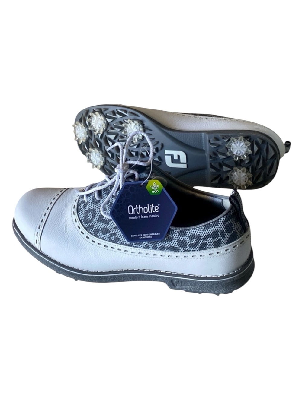 FOOTJOY LEATHER DRYJOYS Premier Golf Shoes Charcoal Animal Print 99037 Size 7